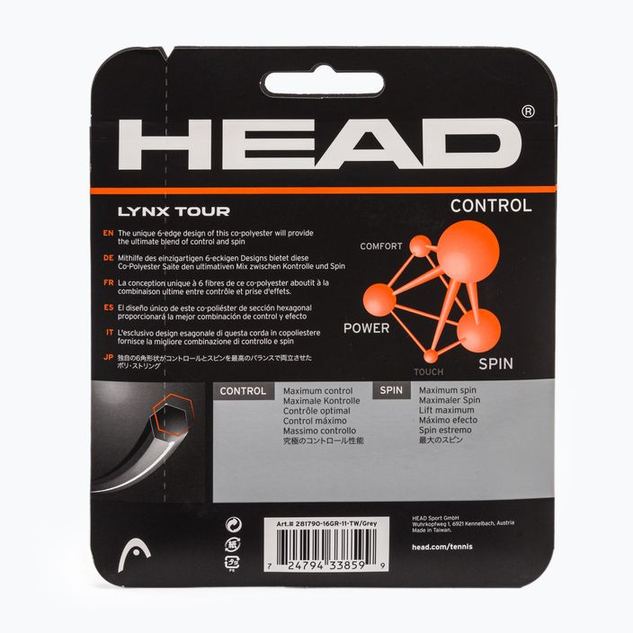 HEAD Lynx Tour corda da tennis 12 m grigio 2