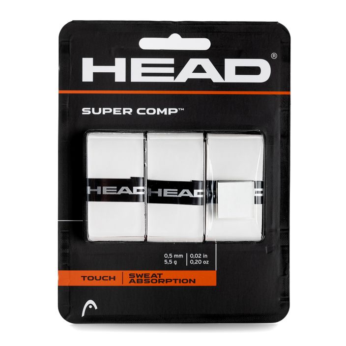 Fasce per racchette da tennis HEAD Super Comp 3 pezzi bianche. 2