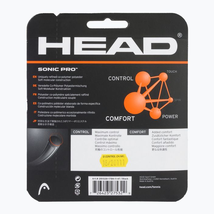 Corda da tennis HEAD Sonic Pro 12 m nero 2