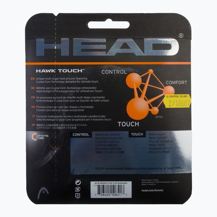 Corda da tennis HEAD Hawk Touch 12 m antracite 2