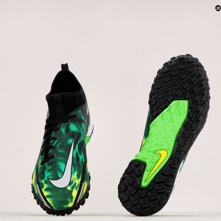 Nike Phantom GT2 Academy DF SW TF Jr scarpe da calcio bambino nero/metallico platino/verde strike 10