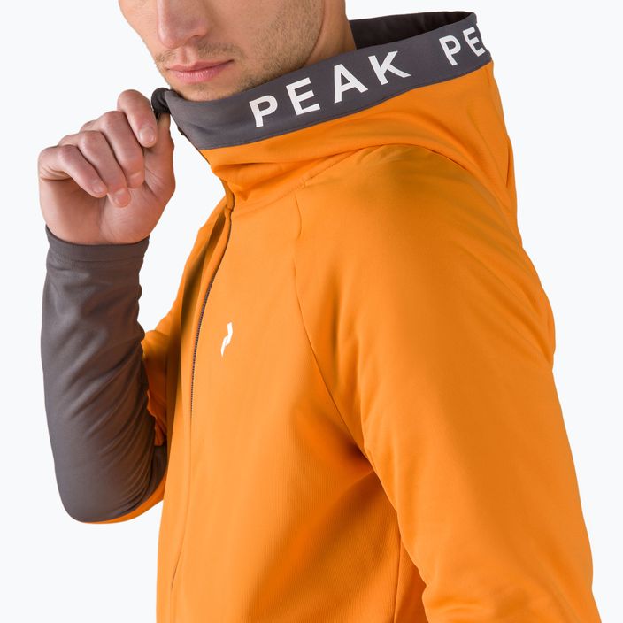 Felpa da trekking Peak Performance Rider Zip Hood da uomo, arancione flare/grigio movimento 4