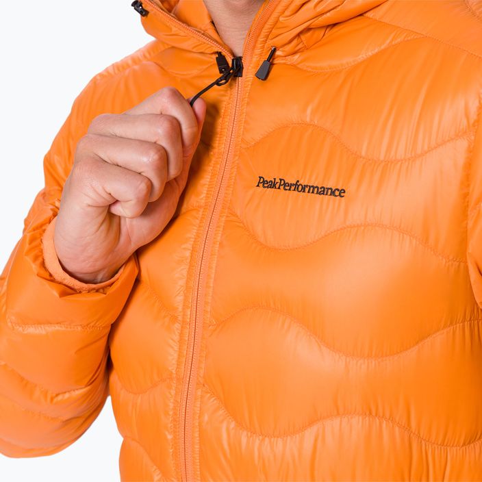 Piumino Peak Performance Helium da uomo con cappuccio in pile arancione 4