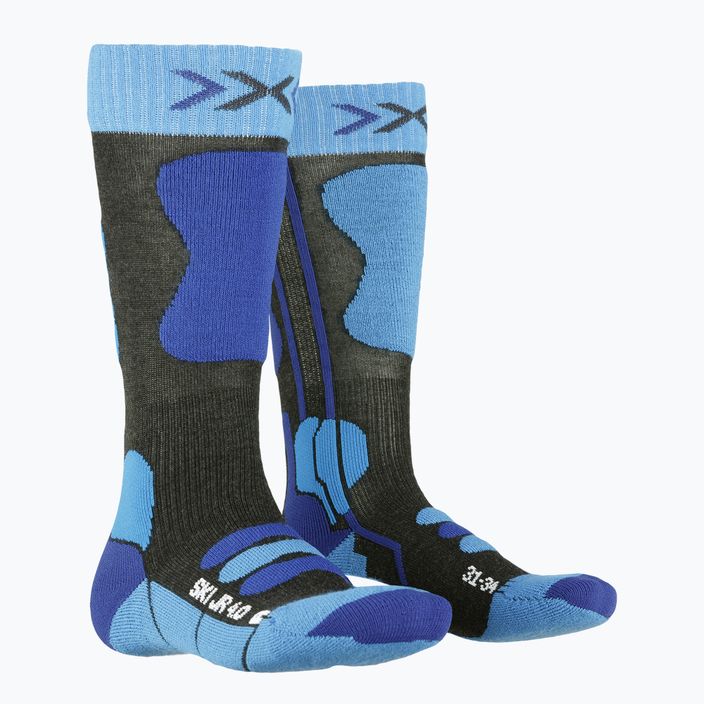 Calze da sci per bambini X-Socks Ski 4.0 antracite melange/blu elettrico 4