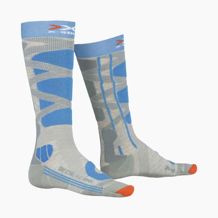 Calze da sci da donna X-Socks Ski Control 4.0 grigio melange/turchese 4