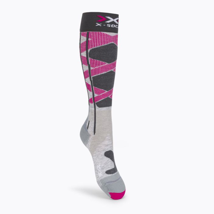 Calze da sci da donna X-Socks Ski Control 4.0 grigio melange/carbonio