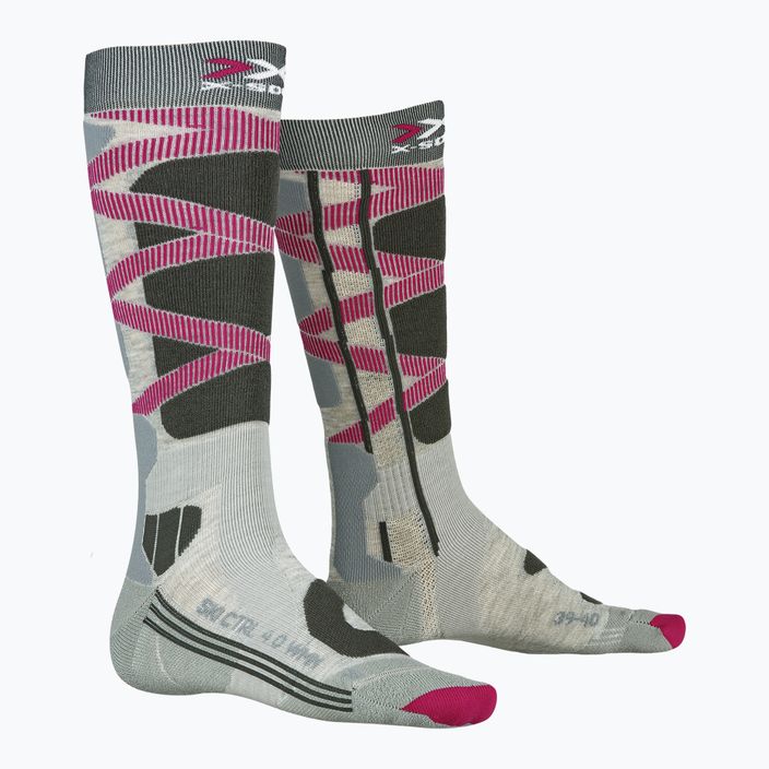 Calze da sci da donna X-Socks Ski Control 4.0 grigio melange/carbonio 4