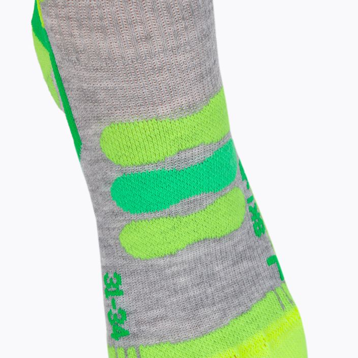 Calzini da sci per bambini X-Socks Ski 4.0 grigio medio melange/verde/giallo pitone 3