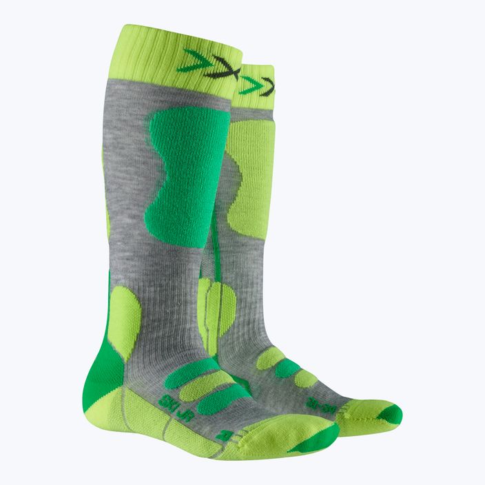 Calzini da sci per bambini X-Socks Ski 4.0 grigio medio melange/verde/giallo pitone 4