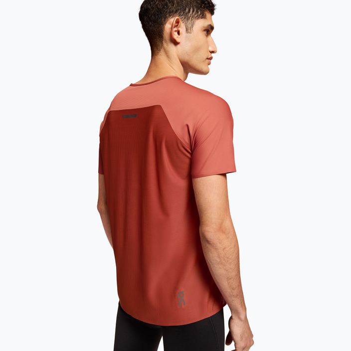 Camicia da corsa On Running Performance-T da uomo color arancio/rubino 3