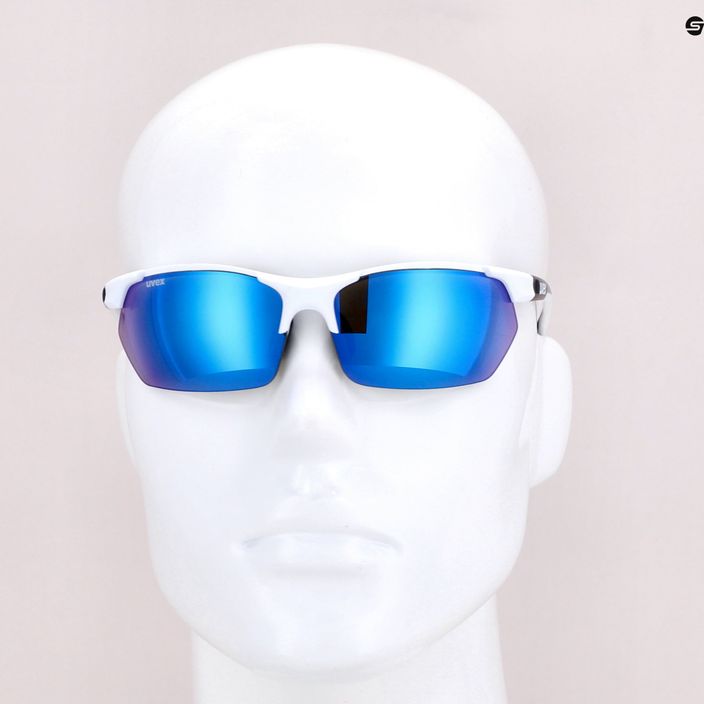 UVEX Sportstyle 114 Set di occhiali da sole bianco nero opaco/blu specchiato/arancione trasparente 9