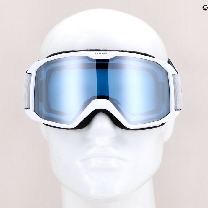 UVEX Elemnt FM occhiali da sci bianco opaco/argento specchiato blu 12