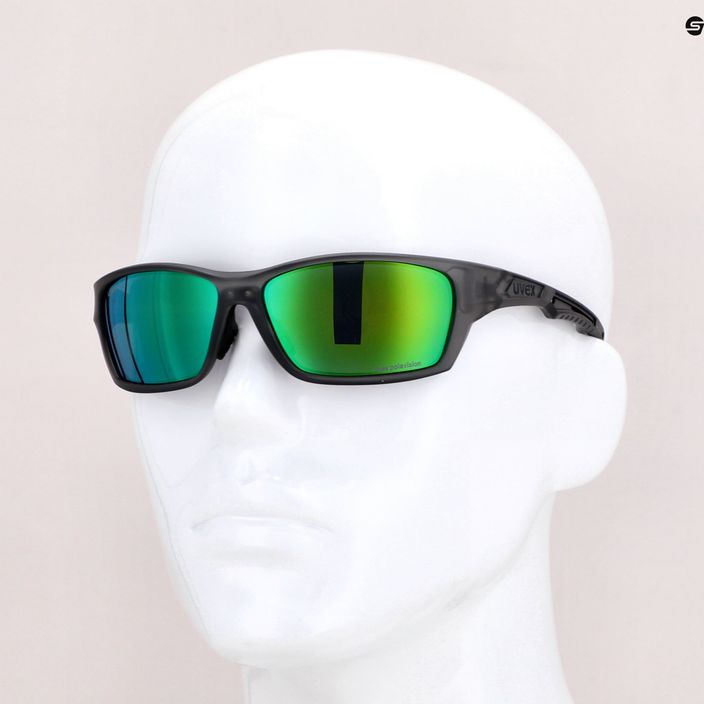 UVEX occhiali da sole Sportstyle 232 P smoke mat/polavision mirror green 6