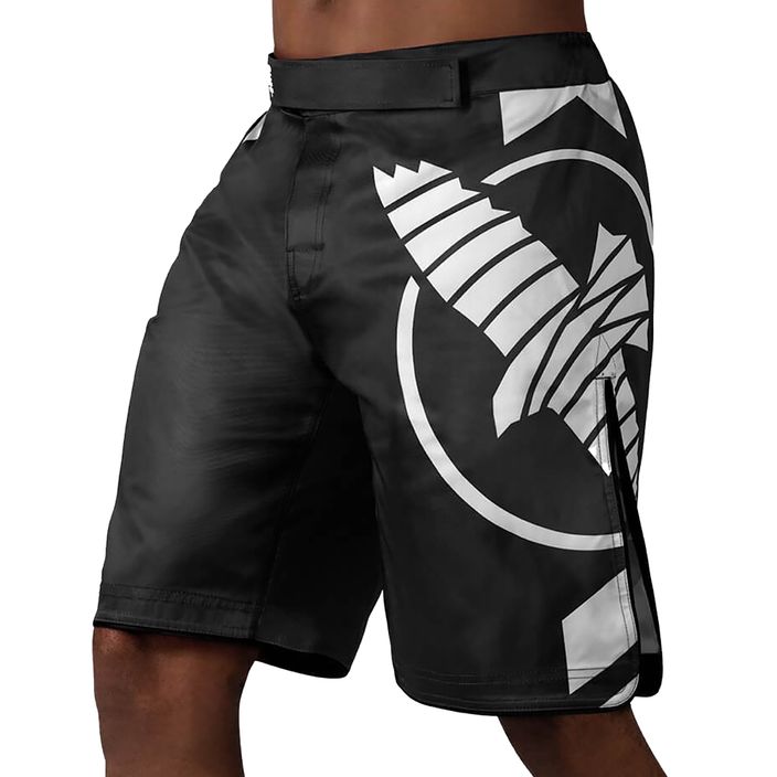 Pantaloncini da allenamento Hayabusa Icon Fight nero/bianco