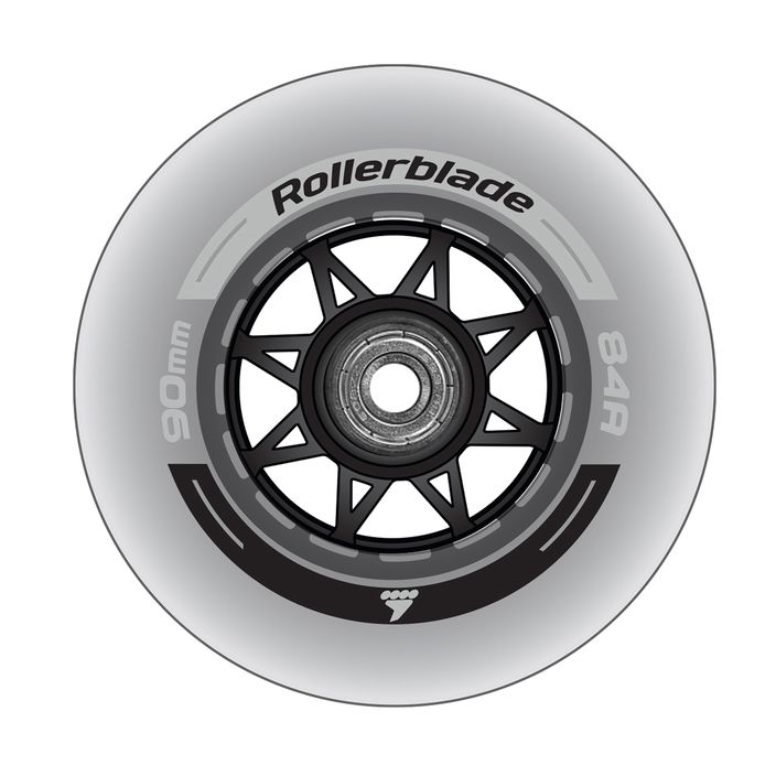 Ruote Rollerblade XT 90 mm/84A + SG9 8 pezzi ruote rollerblade trasparenti con cuscinetti. 2