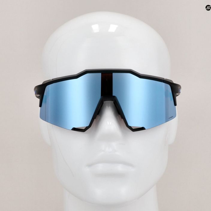 100% Speedcraft Occhiali da sole a specchio multistrato nero opaco/azzurro iper 11
