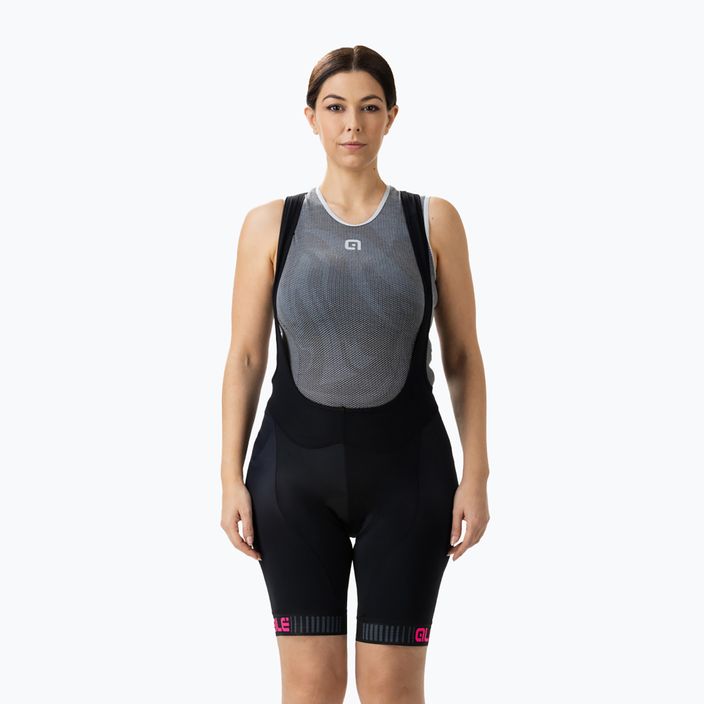 Pantaloncini da ciclismo da donna Alé Traguardo Bibshorts nero/rosa fluo 3
