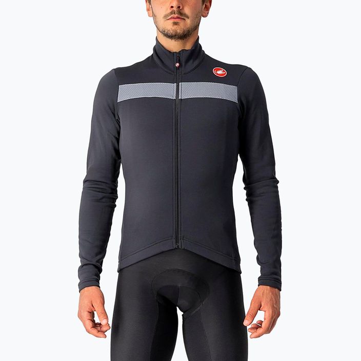 Felpa da uomo Castelli Puro 3 FZ light nero/argento reflex bike