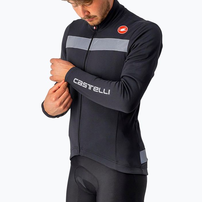 Felpa da uomo Castelli Puro 3 FZ light nero/argento reflex bike 4