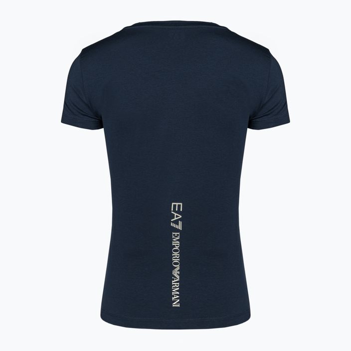 T-shirt donna EA7 Emporio Armani Train Shiny blu navy/logo oro chiaro 2