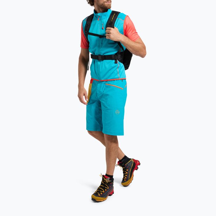 Pantaloncini da arrampicata La Sportiva Belay da uomo blu tropicale/pomodoro ciliegia 2