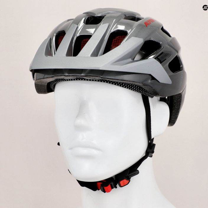 Alpina Anzana argento scuro/nero/rosso lucido casco da bici 10