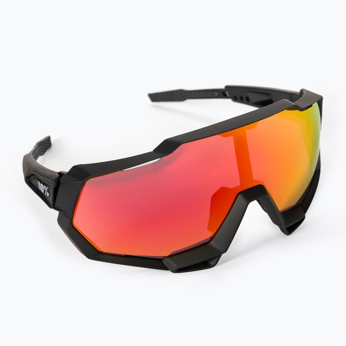 100% Speedtrap Multilayer Mirror Lens soft tact black/hiper red occhiali da sole
