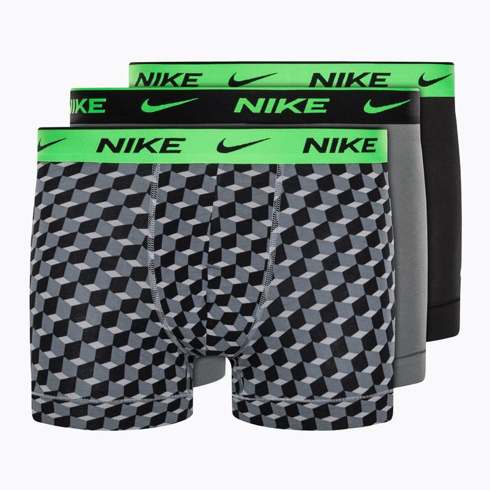 Uomo Nike Everyday Cotton Stretch Trunk boxer 3 paia stampa geo block/grigio freddo/nero