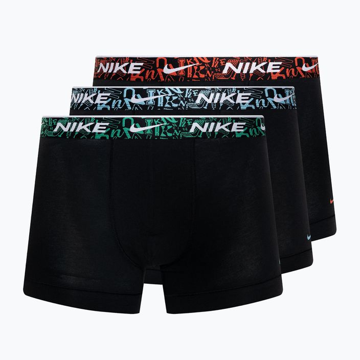 Uomo Nike Everyday Cotton Stretch Trunk boxer 3 paia nero/rosso/blu acquario/verde stadio