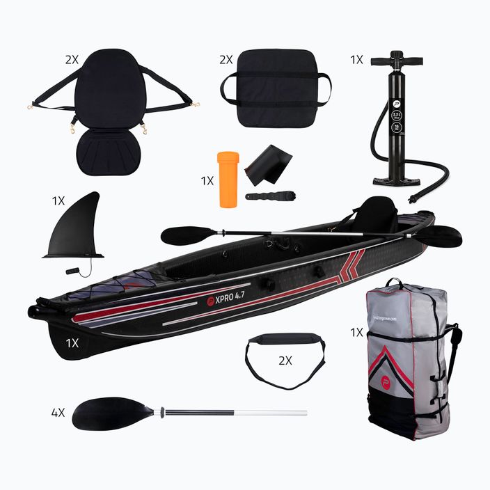 Pure4Fun Dropstitch 2 P nero/rosso/bianco kayak gonfiabile ad alta pressione