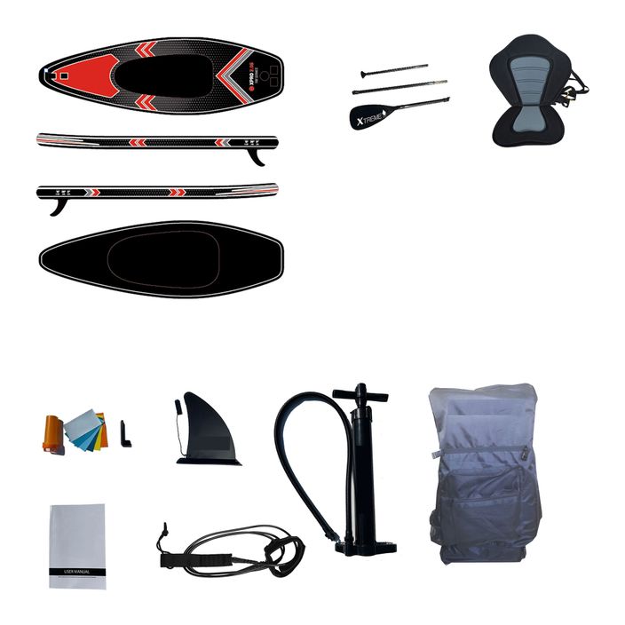 Pure4Fun Tri Purpose nero/rosso/bianco kayak per 1 persona/ibrido SUP 2