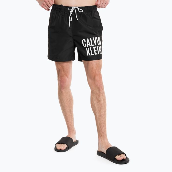 Pantaloncini da bagno Calvin Klein Medium con coulisse da uomo, nero 4