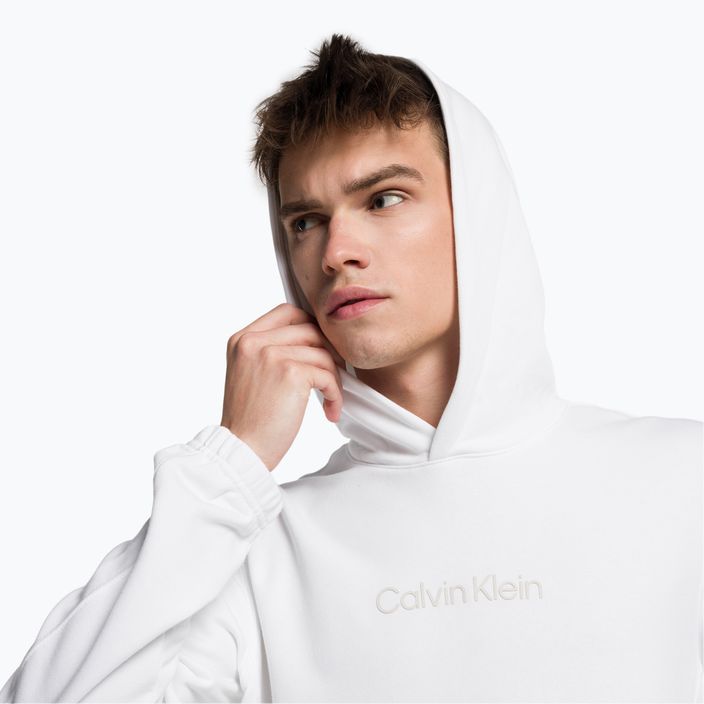 Calvin Klein Uomo Felpa con cappuccio bianco brillante 4
