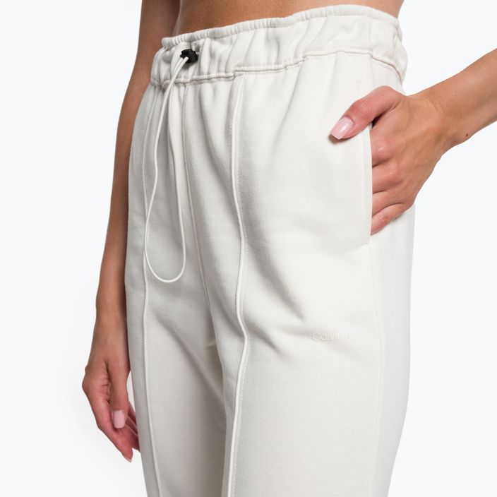 Pantaloni Calvin Klein Knit da donna in pelle scamosciata bianca 4