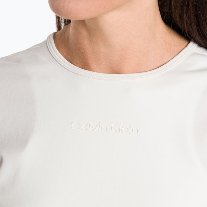 Maglietta Calvin Klein Knit donna in pelle scamosciata bianca 4