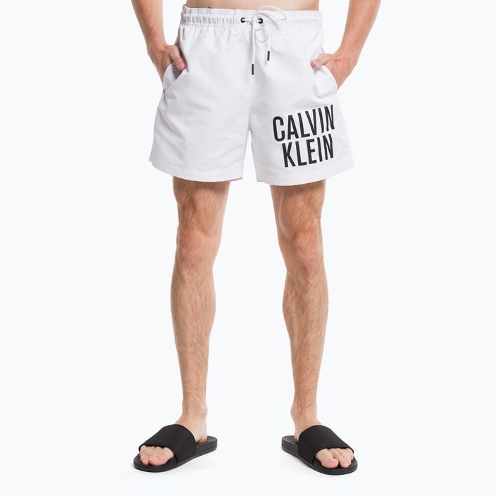 Pantaloncini da bagno Calvin Klein Medium con coulisse da uomo, bianco 5