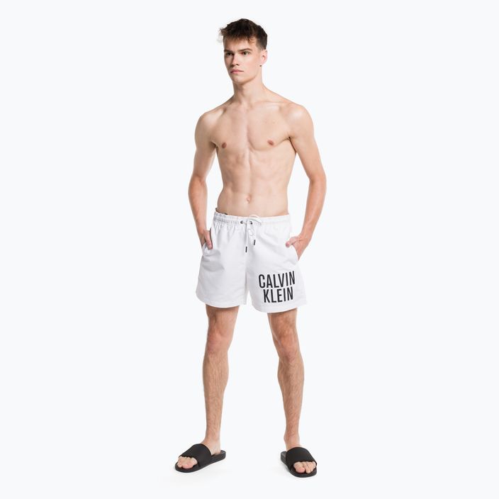 Pantaloncini da bagno Calvin Klein Medium con coulisse da uomo, bianco 6