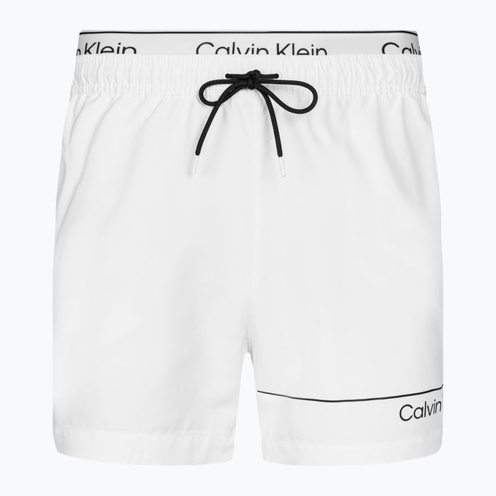Pantaloncini da bagno Calvin Klein Medium Double WB classici bianchi da uomo