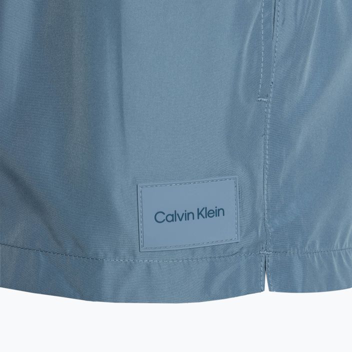 Pantaloncini da bagno corti Calvin Klein da uomo con doppia fascia in vita, colore ceruleo mutevole 3