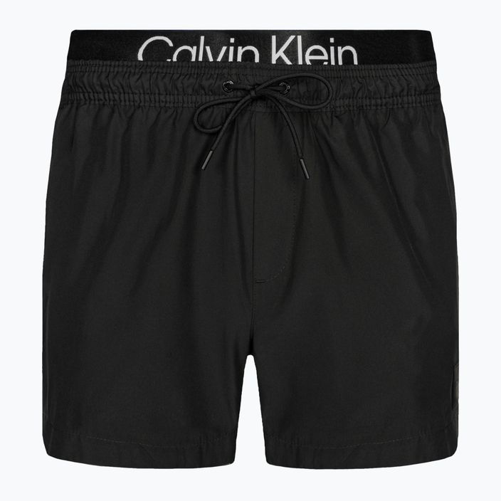 Pantaloncini da bagno corti Calvin Klein da uomo con doppia fascia in vita, nero