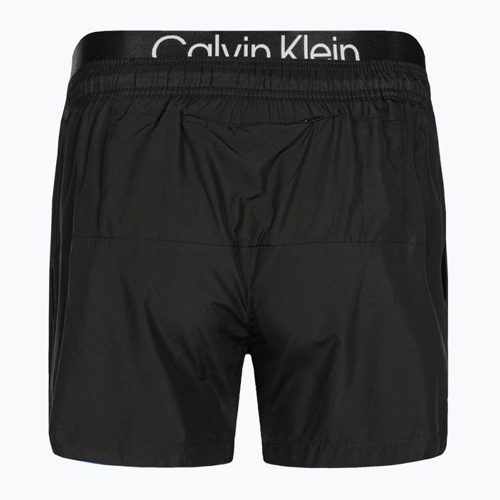 Pantaloncini da bagno corti Calvin Klein da uomo con doppia fascia in vita, nero 2