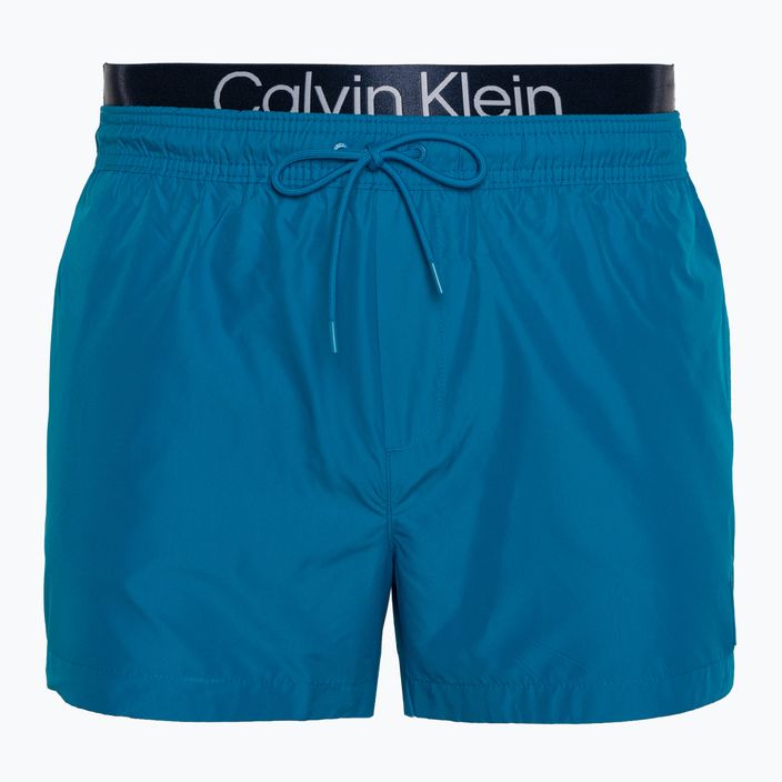 Pantaloncini da bagno corti Calvin Klein da uomo con doppia fascia in vita, tonalità oceano