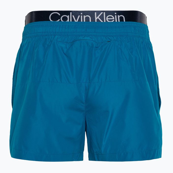 Pantaloncini da bagno corti Calvin Klein da uomo con doppia fascia in vita, tonalità oceano 2