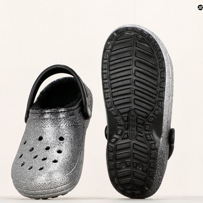 Crocs Classic Glitter Lined Clog nero/argento infradito 9