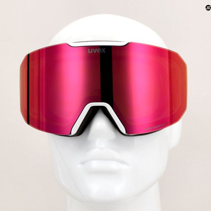 UVEX Evidnt Attract WE CV occhiali da sci bianco opaco/rosa specchiato/verde/chiaro 11