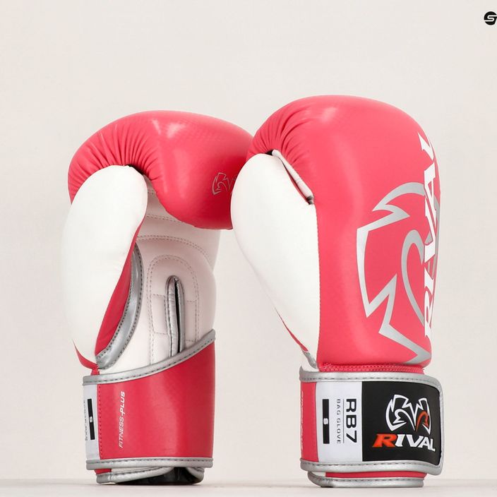 Guantoni da boxe Rival Fitness Plus Bag rosa/bianco 10