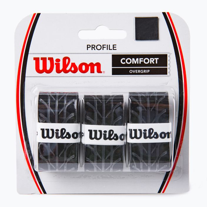 Wilson Profile Overgrip racchette da tennis 3 pezzi nero WRZ4025BK+