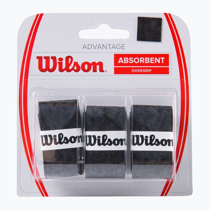 Wilson Advantage Overgrip racchette da tennis 3 pezzi nero WRZ4033BK+