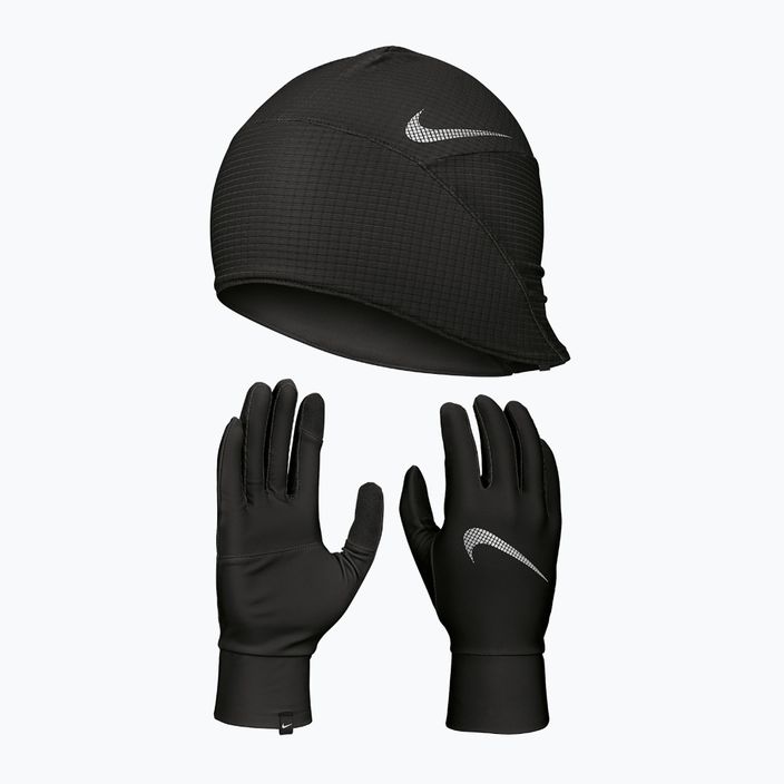 Set berretto + guanti Nike Essential Running da uomo nero/nero/argento 10