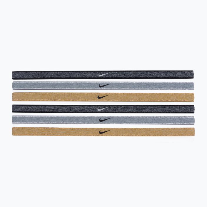 Fasce Nike Swoosh Sport Metallic 6 pezzi grigio lupo/nero/oro club/oro metallizzato 2